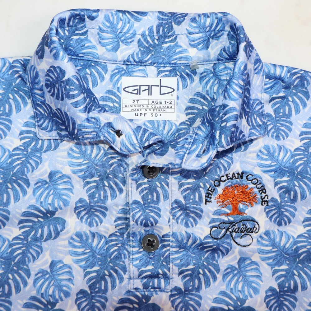 The Ocean Course Kiawah Blue Leaf Garb Boys Golf Polo Shirt 2T